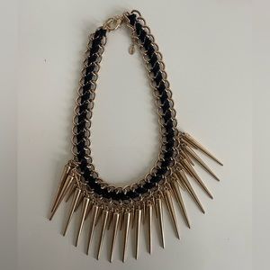 Aldo necklace, leather chain with gold studs
